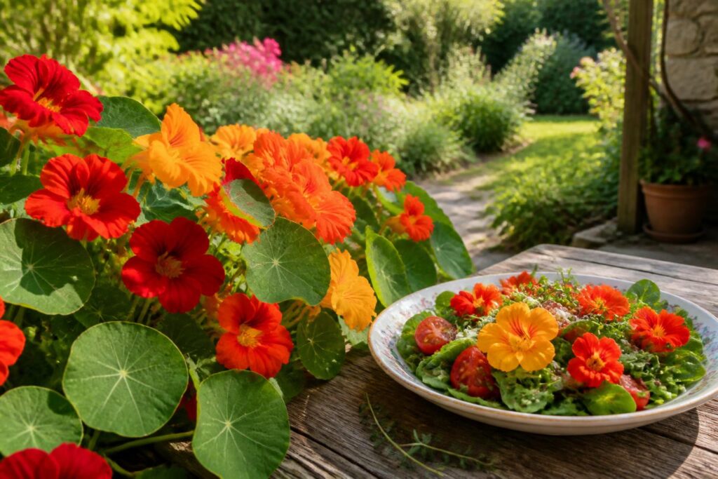 découvrez la grande capucine, une plante colorée et comestible qui apporte beauté et saveurs naturelles à votre jardin et vos repas.