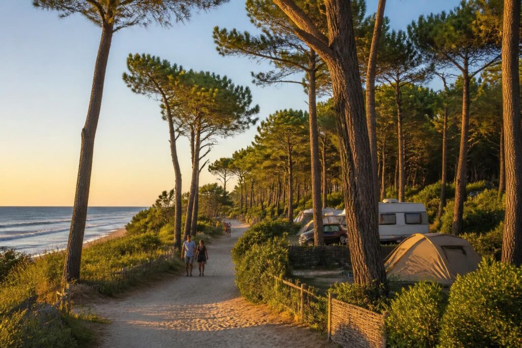 découvrez le camping les viviers au cap ferret, un havre de paix niché entre l'océan et la pinède, idéal pour des vacances nature et détente en famille ou entre amis.