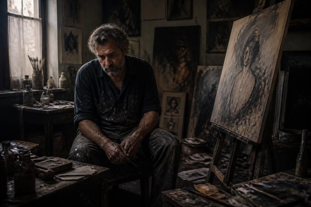 découvrez comment la quête intense de beauté chez le peintre peut se transformer en une profonde souffrance intérieure, explorant le lien complexe entre art et désespoir.