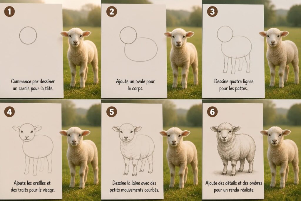 découvrez comment dessiner des moutons facilement, étape par étape, idéal pour les débutants souhaitant apprendre à illustrer ces animaux adorables.