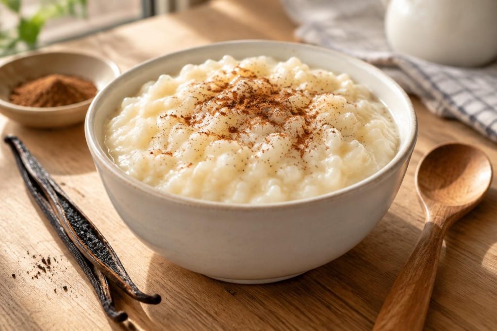 découvrez une recette facile de riz au lait à la vanille : un dessert maison onctueux, crémeux et réconfortant, simple à préparer.